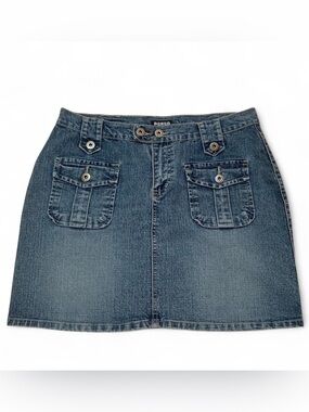 Y2K Bongo Early 2000s Vintage Denim Cargo Style Mini Jean Skirt Size 9